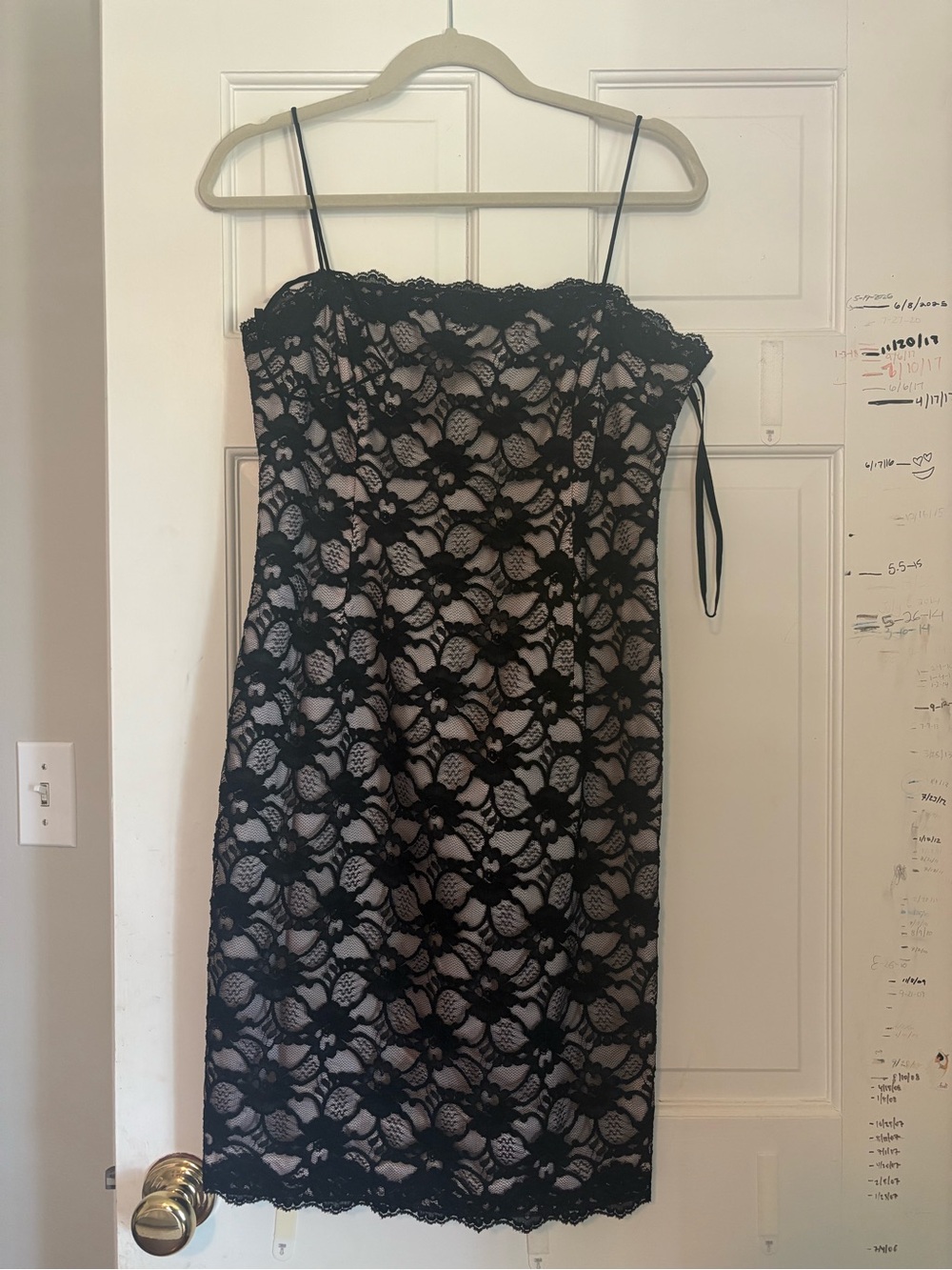 Jones New York Black Lace Overlay Midi Dress with Nude Lining
